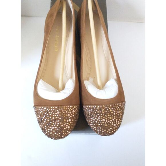 New! ENZO ANGIOLINI Rhinestone Embellished Brochet Suede Flats Size 8.5 Brown - Picture 3 of 5